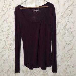 Wide scoop long sleeve tee